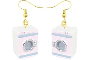 CROWNOFRIBBONS Novelty Cute and Funny Earrings, Washing Machine Style for Women, Dangle Drop