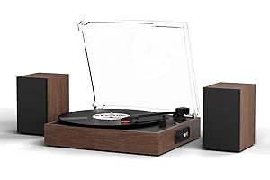 RETROLIFE Platine Vinyle avec Haut-Parleurs Stéréo Externes Platine Vintage pour Disques Vinyles Lecteurs LP Prise en Charge de la Lecture sans Fil 2 Vitesses Arrêt Automatique Sortie RCA