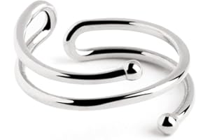 SINGULARU - Anillo Double Dot - Anillo Ajustable - Plata de Ley 925 - Talla Unica - Varios Acabados - Joyas para Mujer - Hecho en España