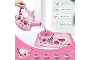 FLEX VALUE 41 pieces Children Tea set Dessert set,Girls pink tea set kitchen breakfast set Kids kitchen Little Chef Toddlers play toy Preschool educational 3 4 5 6 years Kitchen toy gift Baby Chef Girl Gift