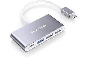 LENTION 4-in-1 USB-C Hub with 100W PD Charging, USB 3.0, USB 2.0 Compatible 2023-2016 MacBook Pro 13/14/15/16, New Mac Air/Surface, ChromeBook, More, Adapter (C13, Space Gray)