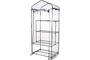 VERDELOOK | Serra a 2+2 Ripiani e Telo in PVC Trasparente con Apertura a Cerniera, 69x49x157 cm, Serra da Giardino e Balcone, per Protezione Piante, per Giardinaggio, in Metallo Verniciato