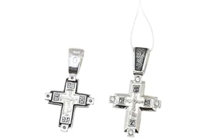 NKlaus argent sterling croix crucifix 925 pendentif orthodoxe russe 4 zirconiums blancs4651 baptême
