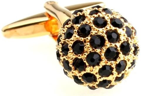 MFYS Classic Black Crystal Masonic Ball Design Fashion Cufflinks for Men