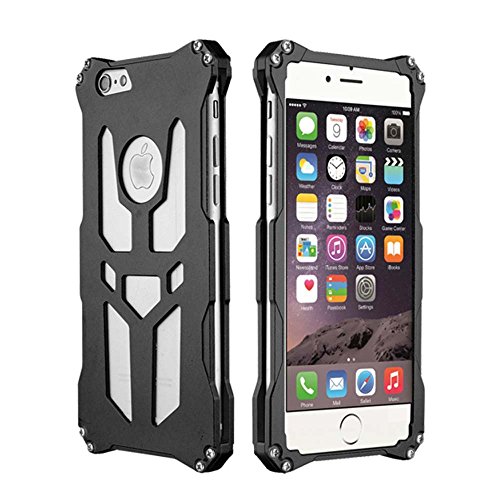 pour iPhone 6 Plus Cases, Yijee résistant aux Chocs en métal Aluminium Coque de téléphone Thor Ironman Armour Motif téléphone Portable Sac Housse 14 cm avec Retail Box, Noir, 19 * 12 * 3cm