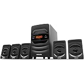 PHILIPS Audio SPA5128B 5.1 CH 40W Multimedia Speaker with Subwoofer, Bluetooth Connectivity, Real Surround, FM, USB, Audio in Speakers - Black (Elegan