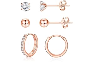 Josfeva 3 Paires Boucles d'orielles Femme Argent Fin 925 avec Zircon Cubique 5A, Ensemble de Petites Créoles + Clous d'oreilles Hypoallergénique pour Femme Fille Homme Unisexe, Diamètre 14 mm / 5 mm