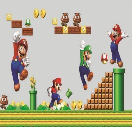 Super Mario bros Nursery wall sticker decor Boys bedroom,baby room decorative wall decal Removable mural