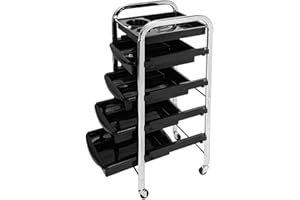 Sanqiao Storage Trolley Hairdresser Cart on wheels, Barber Beauty Hairdressing Trolley Cart with 5 Drawers for Salon Spa, Silver