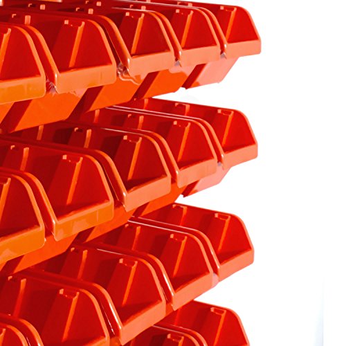 46 teiliges Wandregal Lagerregal Werkzeugwand Stapelboxen Wandplatten orange POP Serie Gr.3 Werkstatt Lager - 5