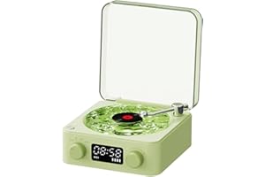 TEDULL Waves Vinyl Bluetooth Speaker - The Waves Vinyl Player,Bluetooth Vinyl Record Waves Player, Mini Retro White Noise Bluetooth Speaker, Portable Old Ethylene Album, RGB Light & Nature Sounds (Green)