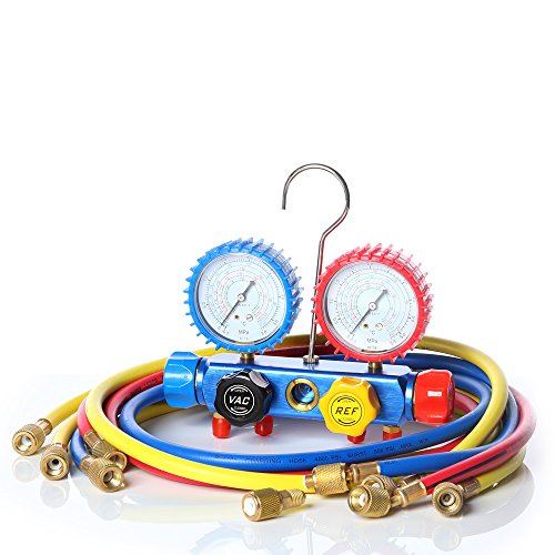 Monteurhilfe 4-Wege für R134 R410a R22 R407c + 4 Schläuche Klimaanlage befüllen