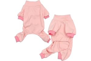 HuaLiSiJi Dog Pyjamas, Small Dog Pyjamas, Elastic and Comfortable, Soft and Warm, Easy to Put on and Take Off, Suitable for Small and Medium Dogs (XXL, Pink)