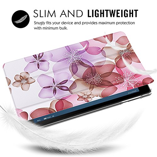 MoKo Hülle für All-New Amazon Fire 7 Tablet (7 Zoll – 7. Generation, 2017 Modell) – Ultra Slim Lightweight Schutzhülle Smart Cover Case mit Auto Sleep/Wake up Funktion, Standfunktion für das neue Fire 7 2017, Blumen Violett - 9
