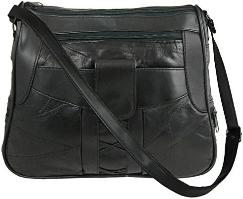 Hey Hey Handbags - Real Leather Handbag - Different Styles to Choose From, Colour: Style 1 - Black