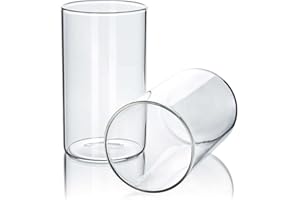 Tuuters 2er Set Windlichtgläser für Drinnen und Draußen aus Borosilikat-Glas – Ideal zum Verzieren (120 x Ø 70 mm, Mit Boden)
