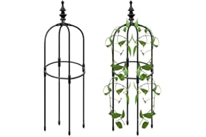 BIMHAYUU Garden Obelisk Arch Rose Bushes Support Stake,Tower Obelisk Garden Trellis,Tall Metal Obelisk Plant Support Gardening Climbing Frame for Climbing Plants (90cm High,Bottom Diameter 25cm)
