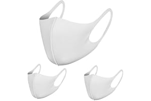 NUÜR 3 Pcs Reusable Face Mask, with Ear Loops, Breathable, Soft, Washable, Durable for Everyday Public Use, White