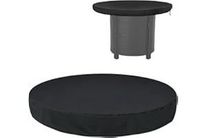 OUSSEE Feuerplatte Abdeckung, Abdeckung Gartenmöbel Winterfest, 420d Grillplatte Schutzhülle Anti-Uv Wasserdicht, Gartentisch Abdeckung Rund Wasserbeständigkeit Abdeckung, Schwarz (Ø 100cm)