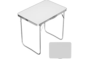 EFAN Aluminum Alloy Folding Table, Portable Camping Table, Office Foldable Table, Lightweight Garden Table, for Indoor Outdoor Party Picnic Barbecue Dining, White(80x60x69cm)