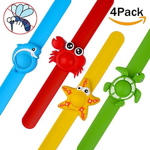 MAARYEE 4 pcs Anti Mosquito Repellent Bracelet for Baby Cartoon Silicone Natural Plant Essential Oils Baby Children Hand Ring Wrist Band Pest Control Repeller