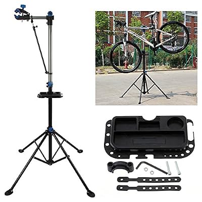 JUEYAN Support de Montage Vélo ▏Pied d'Atelier d'entretien de Réparation ▏Convient également pour Les VTT ▏Hauteur Réglable 102cm-178cm ▏Pivotant jusqu'à 360°▏ Charge 50kg
