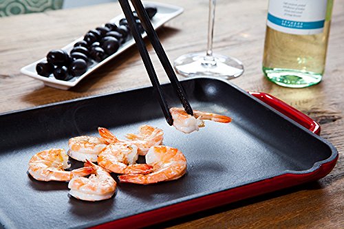 Bluespoon Grillpfanne aus Gusseisen für Induktion | 32,5 x 22 cm | Von Werk aus vorgebrannt Grillplatte, für perfekte Grillergebnisse | Mit Ausgießnase an beiden Seiten | Emaillierte Außenseite - 3