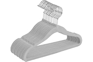 Utopia Home Perchas Terciopelo para niños (Gris, Paquete de 50) | Perchas antideslizantes para bebés | Diseño estilizado | Muy resistentes | Adecuadas para ropa infantil