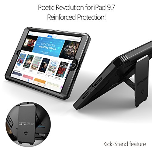 Poetic Revolution Heavy Duty Schutz Hybride Hülle mit Schirm Schutz für Apple iPad 9,7 (2017 März Veröffentlichung) Schwarz - 6