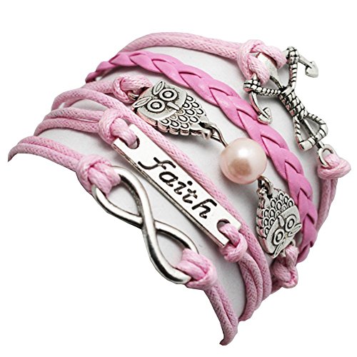 Amelie D' sokoke pulsera joyas de cuero en diferentes estilos de cuero modern envíale intemporalcomo boa de pulsera para mujer Charms - Búho de anclaje Pulsera brazalete