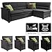 Produktbild Cavadore Ecksofa Pisoo / Eckcouch mit Schlaffunktion / L-Sofa mit hochwertigem Federkern im klassischen Design / Ottomane rechts / Größe: 245 x 89 x 161 cm (BxHxT) / Farbe: Dunkelgrau (grau)