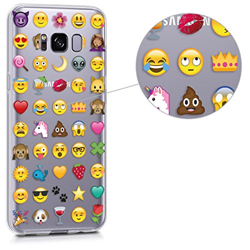 kwmobile Hülle für Samsung Galaxy S8 – TPU Silikon Backcover Case Handy Schutzhülle – Cover klar Emoji Design Mehrfarbig Transparent - 5