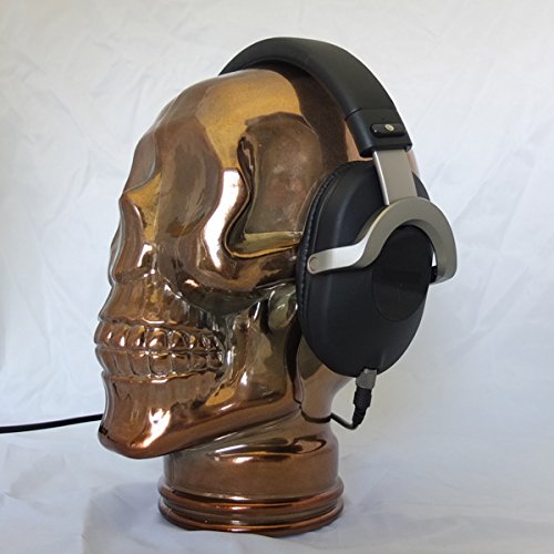 AMP3 Luxury Glass Skull Headphones Stand - BRONZE