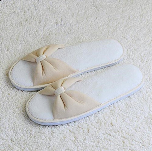 TXIE Open Toe Slippers T-Shirt Cloth Non-One-Time Thickening Non-Slip Home Hospitality Five-Star Hotel Club Beauty Salon Hotel Slippers 2pcs, Beige
