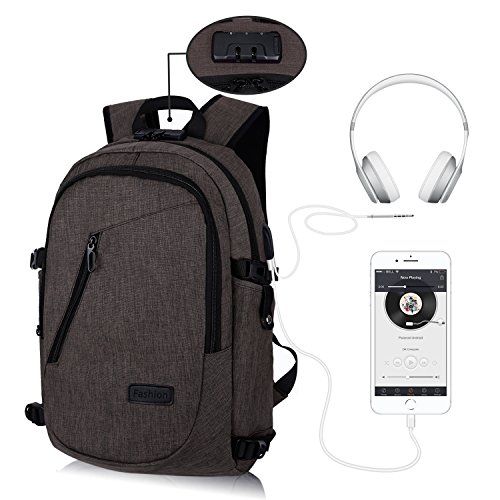 Preisvergleich Produktbild Laptop-Rucksack, CARQI Business Wasserdichte diebstahlsichere leichte Reise Arbeit Computer Rucksack mit USB-Ladeanschluss Kopfhöreranschluss und Schloss passt für Frauen und Männer 16”