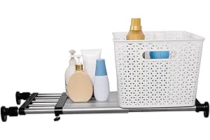 ARIIKON Verstellbares Kleiderschrank Regal, Erweiterbar Einlegeböden Ohne Bohren, Regalböden Ausziehbar Länge 50-80cm, Breite 25cm, DIY Separator für Küche, Badezimmer, Schlafzimmer, Schwarz