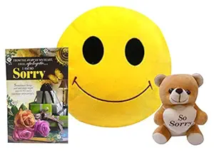 Saugat Traders Sorry Gift for Girlfriend or Boyfriend - Sorry Card Smiley Cushion & Soft Teddy