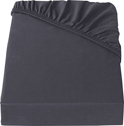 ENTSPANNO Jersey-Luxus-Spannbettlaken für Wasser- und Boxspringbett in Dunkel-Grau aus gekämmter Baumwolle. Spannbetttuch mit Einlaufschutz, 140 x 200 | 160 x 220 cm, bis 40 cm hohe Matratzen - 3