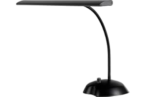 Classic Cantabile 12220 Lampada da Pianoforte Dimmerabile Bianca - 36 LED luminose - Collo d'oca lungo 38 cm - Porta di ricarica USB integrato per smartphone o tablet - Nero
