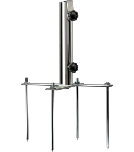 DBPBToU Parasolstandaard XL – Met 4 Haringen, Afneembaar, Instelbare Diameter Tot 43 Mm, Van Verzinkt Metaal, Met Hanghaak, Voor Gazon, Strand En Tuin