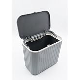 Tezgah &Uuml;st&uuml; Kapaklı Mutfak &Ccedil;&ouml;p Kovası 15 Litre - 30x25x16 cm Dolap Kapak Tipi Askılı &Ccedil;&ouml;p Kutusu, Plastik Kompost Ve Organik A
