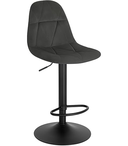 Sgabello Da Bar EUGAD Con Schienale | Regolabile E Girevole | Imbottito In Similpelle | Altezza 82-103.5 Cm | Nero