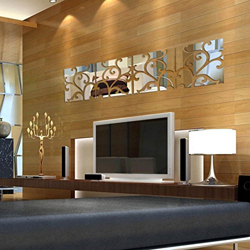 FAMILIZO Etiqueta 32Pcs Diy 3D ExtraíBle Espejo De AcríLico De La Etiqueta Mural De La Pared Decoración Del Hogar