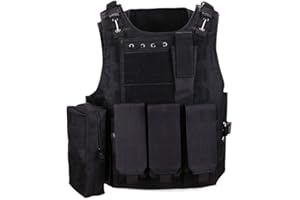 QHIU Gilet Tactique Camouflage Militaire Assaut Combat Protection Molle Veste pour Airsoft Paintball CS Sports de Plein air