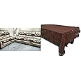 STITCHNEST 10 Piece Net Cotton 10 Seater Sofa Cover Set - Brown with Table Cover (40 X 60 Inches)