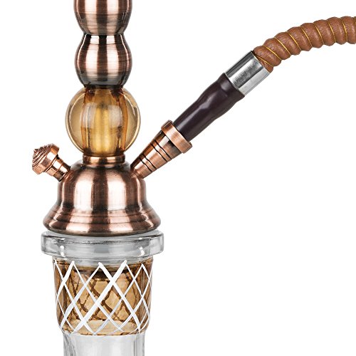Mianova® Orientalische Wasserpfeife Shisha Hookah Set 47cm Tribal 1 Schlauch inkl. Kohle, 5 Mundstücke und Zange Braun - 6