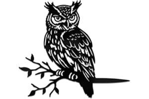 WADORN Hibou sur Branche Cour Artistique Décor en Métal, D'Oiseau et d'animal Silhouette Piquet Cadeau Extérieure Décor Pendaison Crémaillère Décoration Artistique pour Maison Arbre Cour Jardin Patio