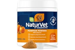 NaturVet Pure Pumpkin Powder for Dogs – 225g 100% Natural, Rich in Prebiotics High-Fibre Digestive Support for Firm Stools & Gut Health – Additive-Free