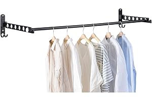 JOLY FANG Appendiabiti da parete pieghevole, Portatile Alluminio Stendibiancheria da Parete, Grucce Appendiabiti Pieghevole Salva spazio, per Camera da Letto, Bagno (Nero, 2)