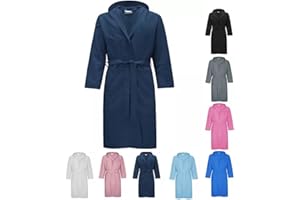 LUGA SHOP Accappatoio UNISEX microfibra uomo e donna con cappuccio tasche salvaspazio